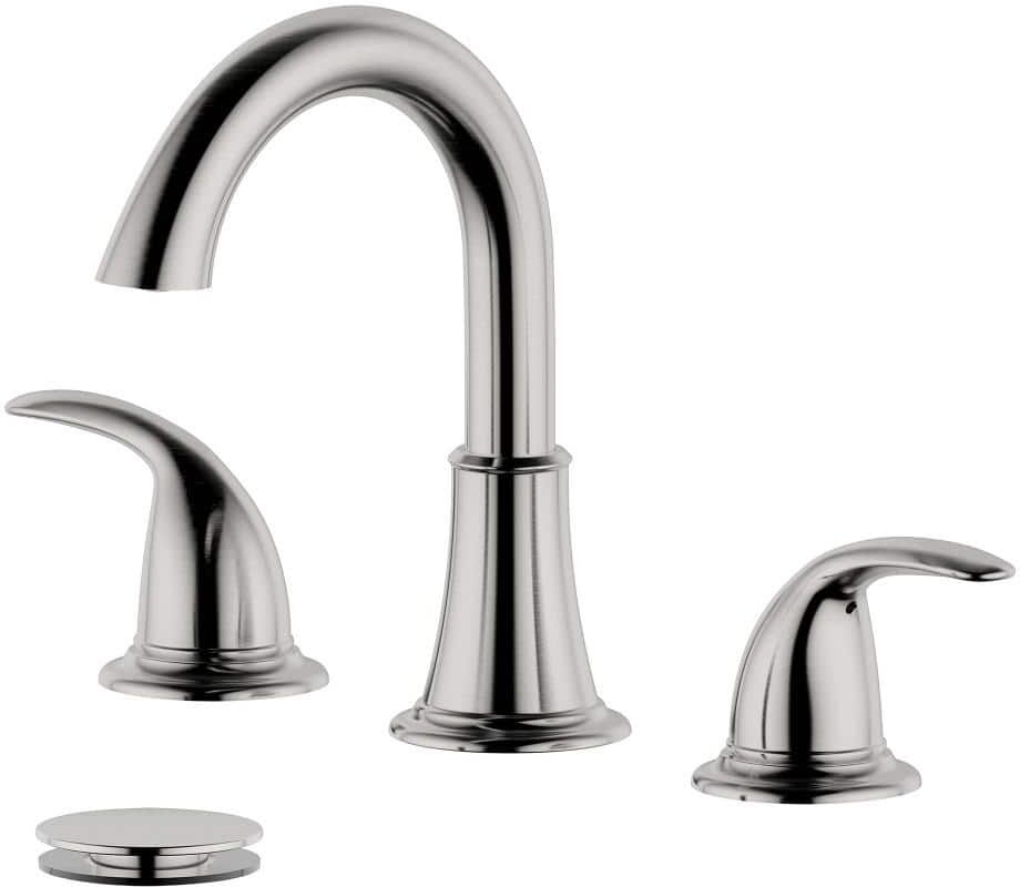 Bellaterra Home 8 in. Widespread Double Handle Bathroom Faucet with Pop-Up Drain with Overflow in Brushed Nickel