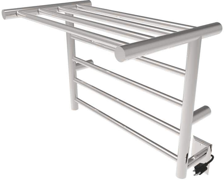 Amba Radiant Shelf 8-Bar Plug-in with Hardwire kit Electric Towel Warmer in Polished Stainless Steel