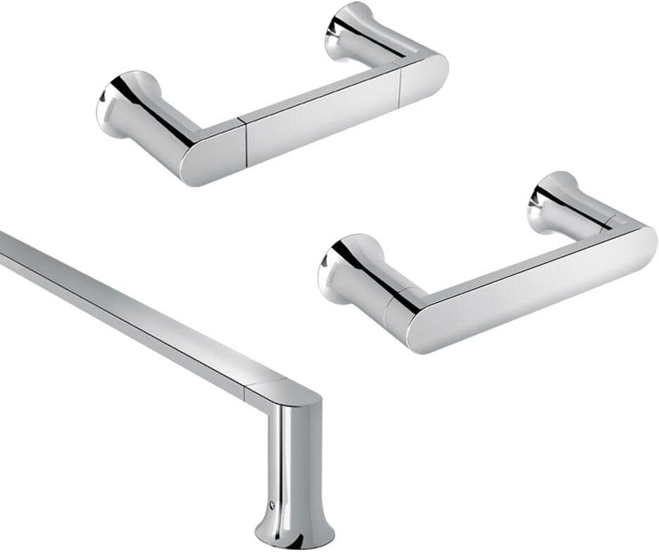 MOEN Genta LX 3-Piece Bath Hardware Set with 24 in. Towel Bar, Hand Towel Bar, and Toilet Paper Holder in Chrome