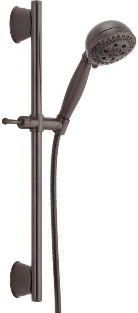 Delta 5-Spray Patterns 1.75 GPM 4.13 in. Wall Mount Handheld Shower Head with Slide Bar and H2Okinetic in Venetian Bronze