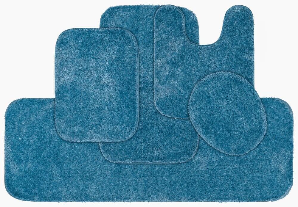 Garland Rug Basin Blue Traditional Plush Nylon 5-Piece Bath Rug Set