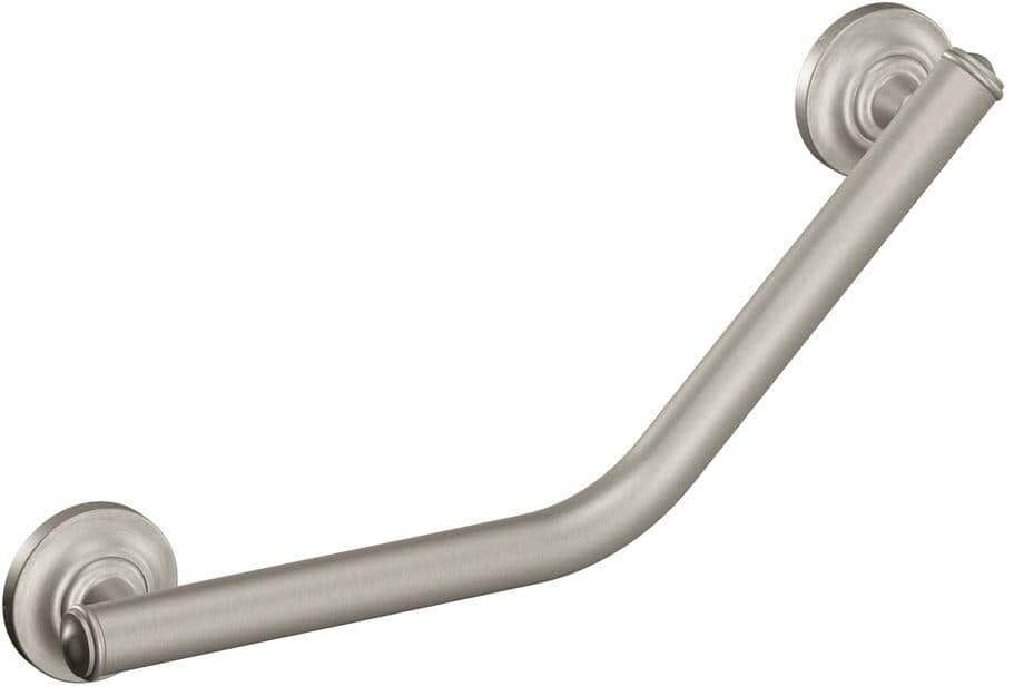 MOEN Home Care 16 in. x 1-1/4 in. Designer Angled Grab Bar with SecureMount in Brushed Nickel