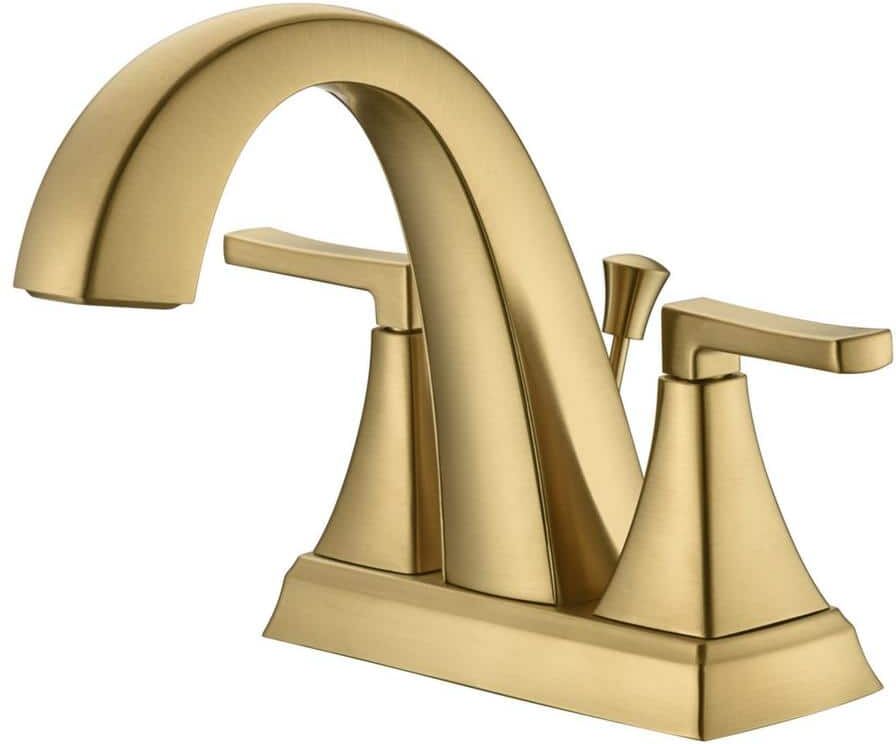 Ultra Faucets Lotto 4 in. Centerset 2-Handle Bathroom Faucet with Drain Assembly, Rust Resist in Brushed Gold