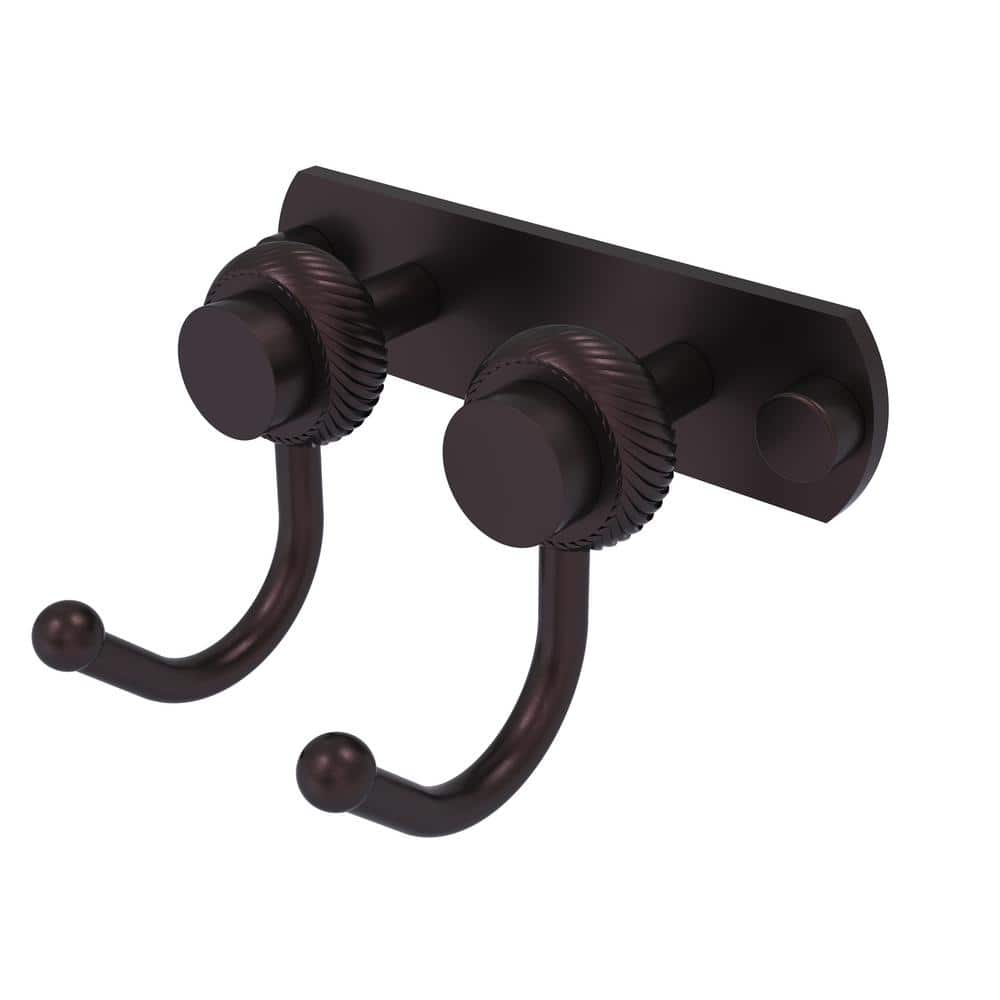 Allied Mercury Collection 2 Position Multi Screw-In Robe Hook with Twisted Accent in Antique Bronze