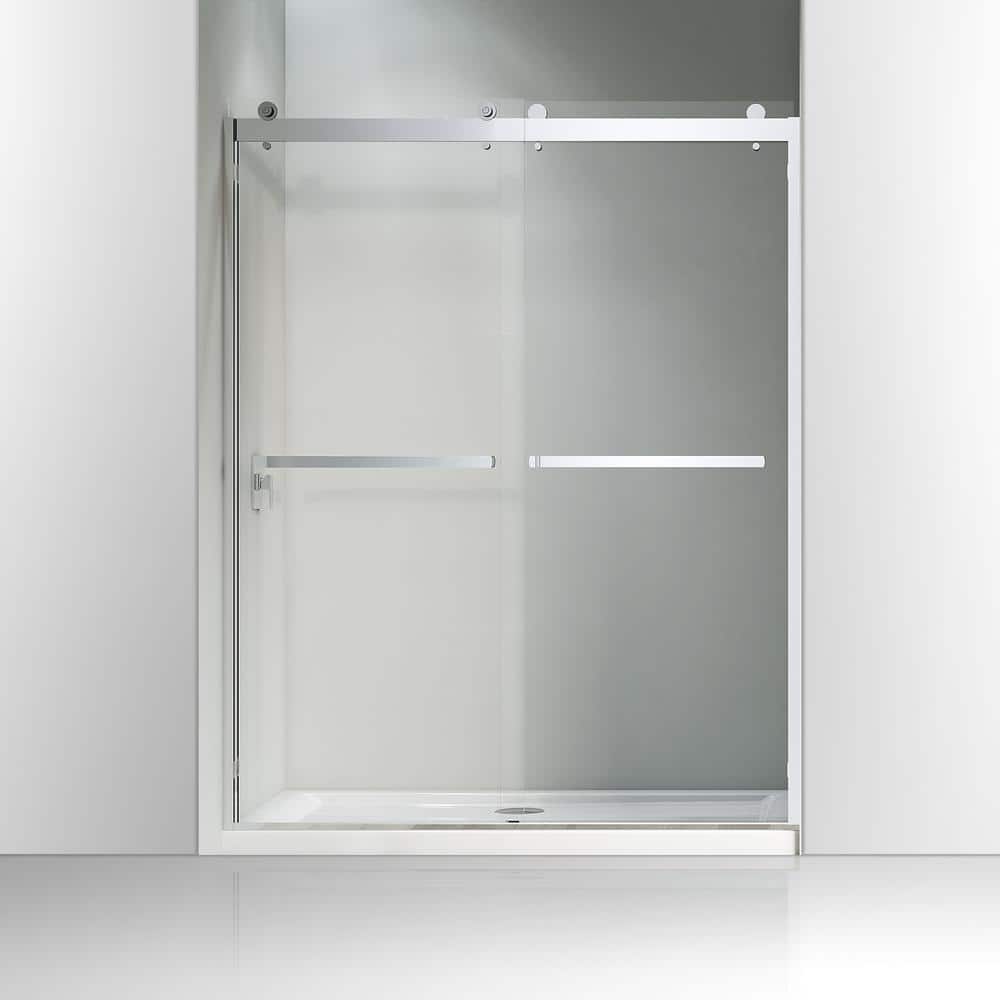 Vanity Art 60 in. W x 76 in. H Frameless Sliding Shower Door in Chrome with with Explosion Proof Clear Glass