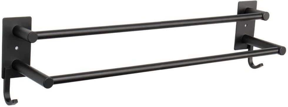 Dracelo 24 in. Bathroom Towel Rack with 2 Towel Bars Wall Mount Installation in Matte Black