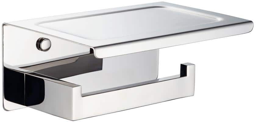 cadeninc Screw Free Installation Wall Mounted Stainless Steel Toilet Paper Holder with Storage Shelf in Chrome Plating