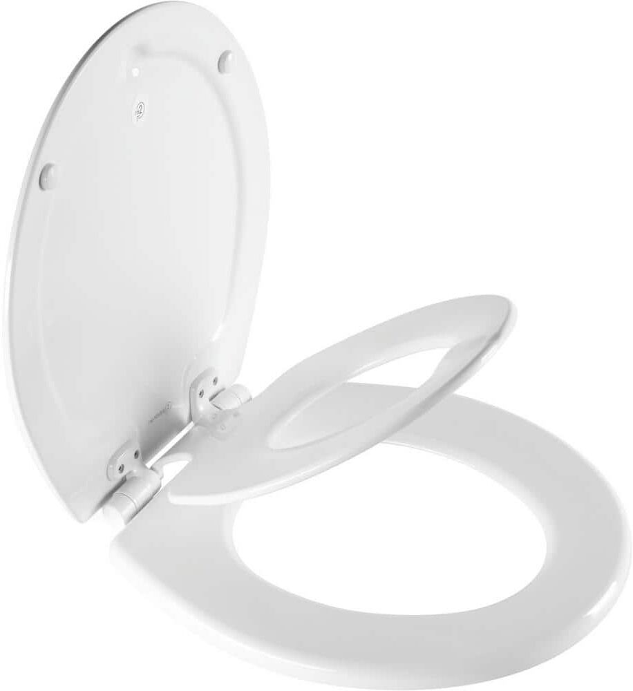 BEMIS NextStep2 Children's Potty Training Round Enameled Wood Closed Front Toilet Seat in White with Plastic Child Seat