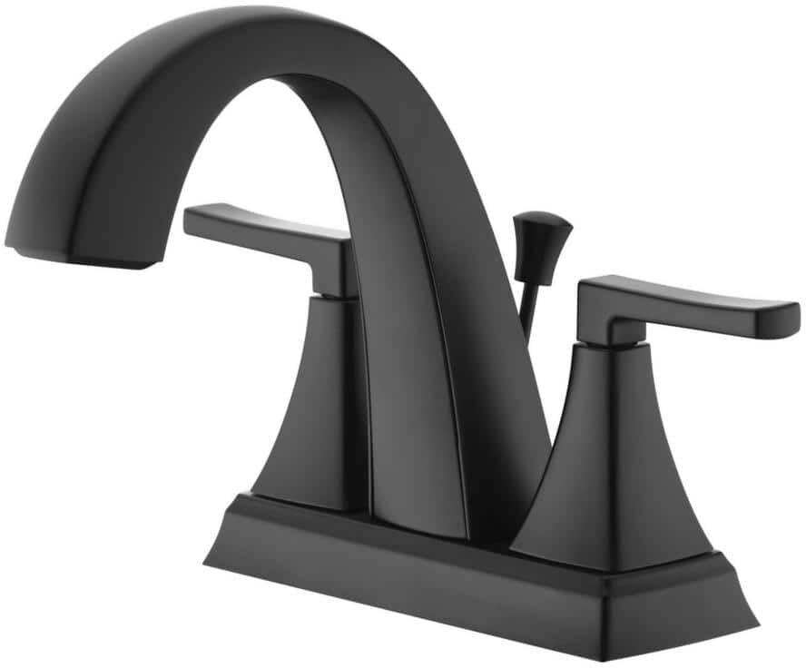 Ultra Faucets Lotto 4 in. Centerset 2-Handle Bathroom Faucet with Drain Assembly, Rust Resist in Matte Black