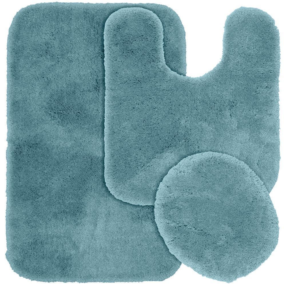 Garland Rug Finest Luxury Basin Blue 21 in. x 34 in. Washable Bathroom 3-Piece Rug Set