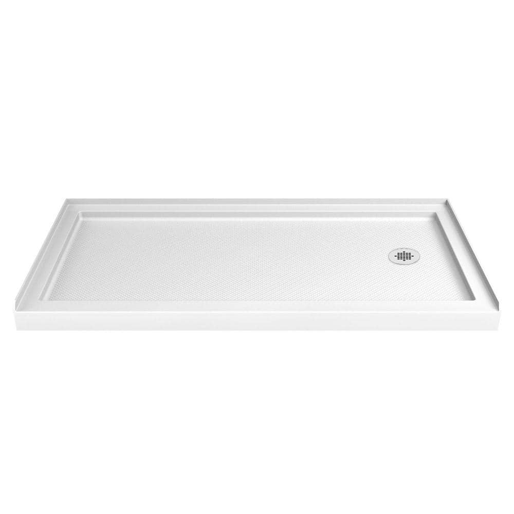 DreamLine SlimLine 60 in. x 30 in. Single Threshold Shower Pan Base in White with Right Hand Drain