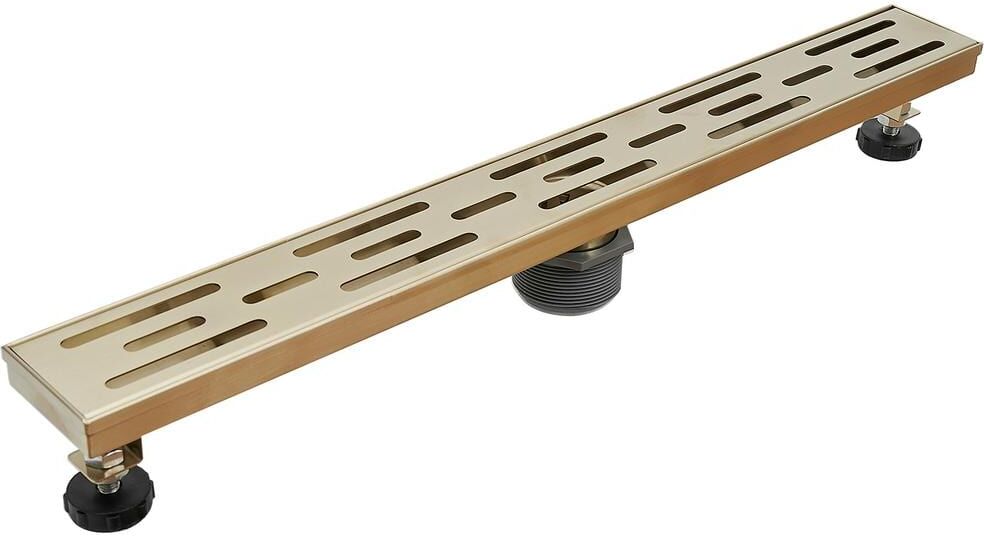 BWE 24 in. Stainless Steel Linear Shower Drain with Slot Pattern Drain Cover in Brushed Gold