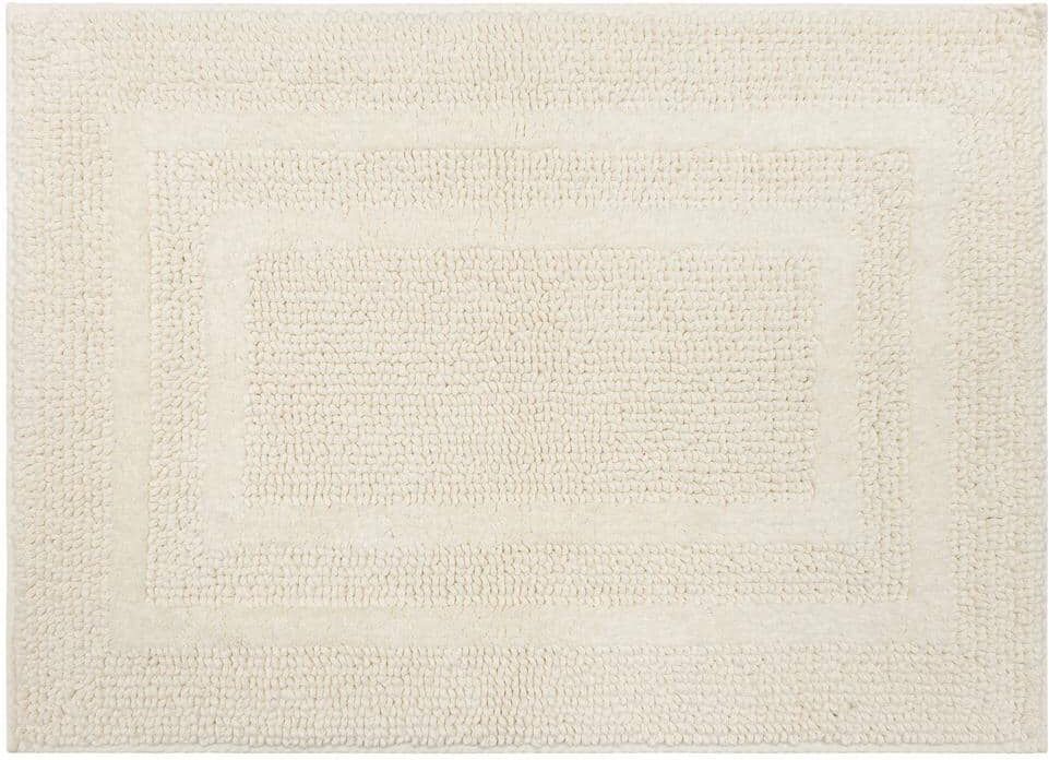 Mohawk Home Cotton Reversible Natural 17 in. x 24 in. Beige Cotton Machine Washable Bath Mat