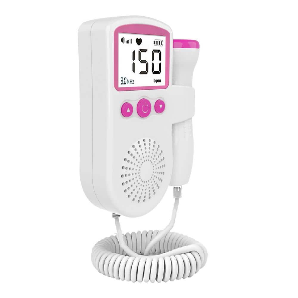 Aoibox Home Fetal Heart Rate Monitor for Pregnancy Baby Fetal Sound Heart Rate Detector in Pink