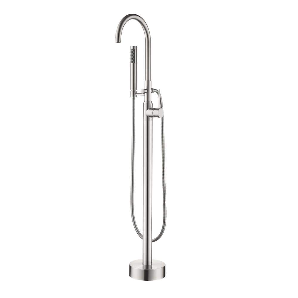 WELLFOR 1-Handle Freestanding Tub Faucet with Hand Shower in Brushed Nickel