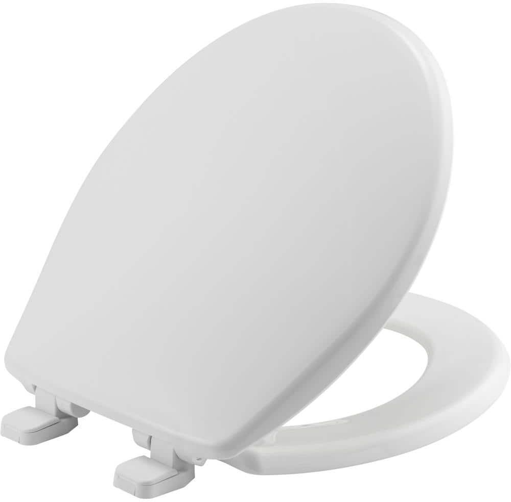 BEMIS Kimball RoundSoft Close Plastic Closed Front Toilet Seat in White Never Loosens and Free Installation Tool