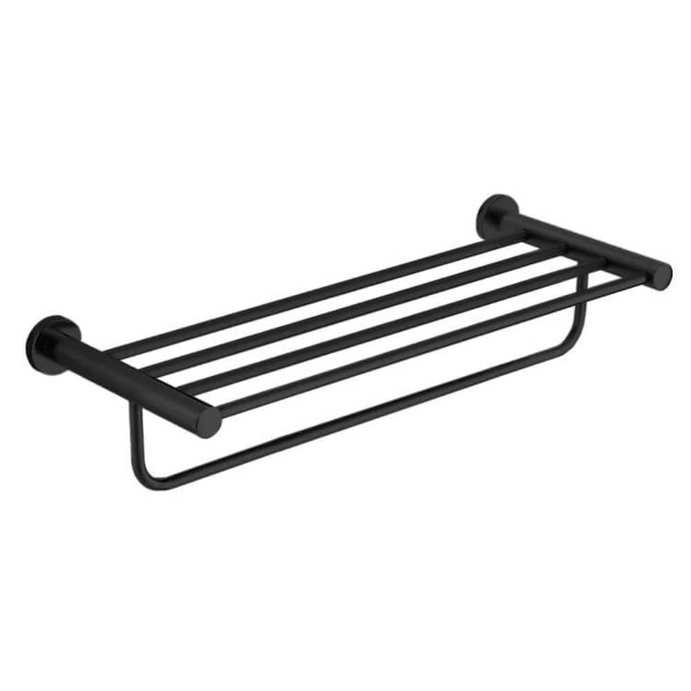 Nameeks General Hotel 23.8 in. Wall Mounted Single Rail Towel Rack in Matte Black