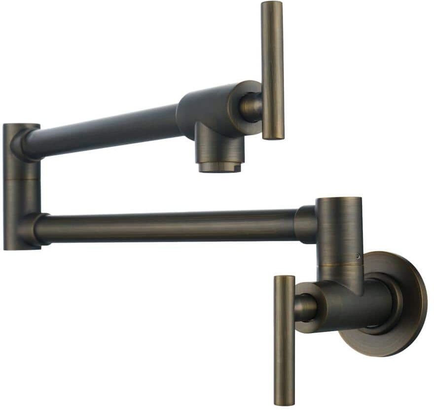 IVIGA Contemporary Wall Mounted Pot Filler with 2 Handles in Antique Bronze