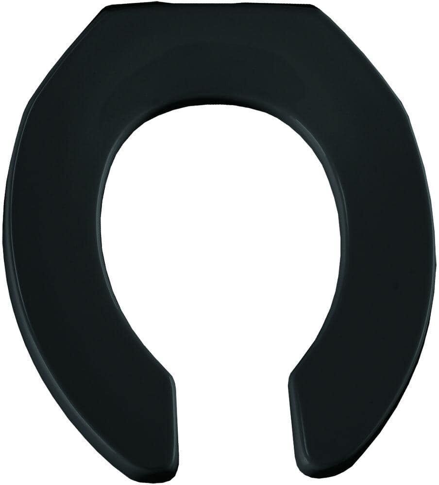 BEMIS Round Commercial Plastic Open Front Toilet Seat in Black Never Loosens