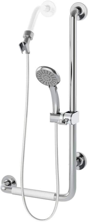 PULSE Showerspas ErgoSlideBar Right 5-Spray Wall Bar Shower Kit In Polished Stainless Steel