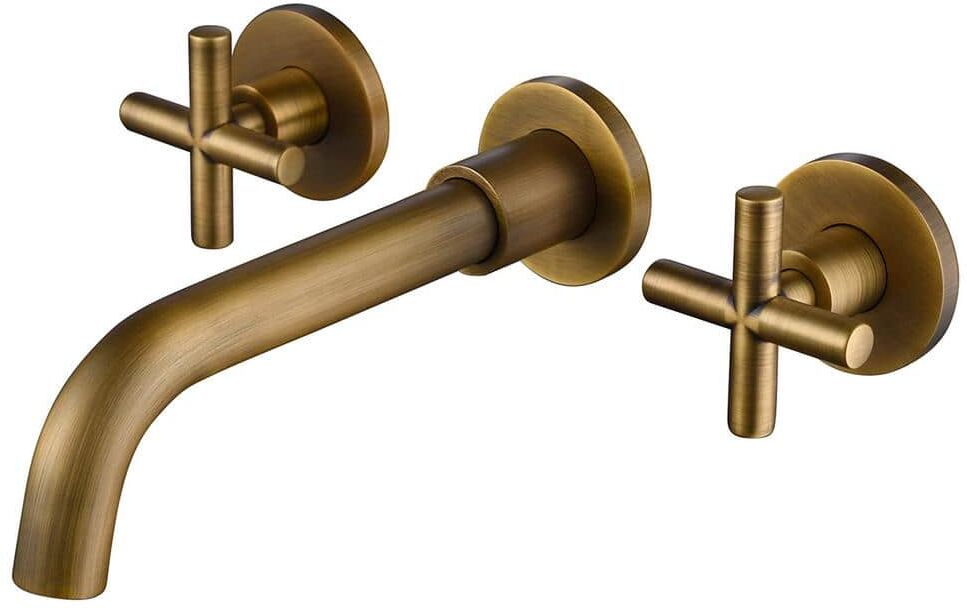 Boyel Living Double Handle Wall Mounted Faucet with Valve in Antique Bronze