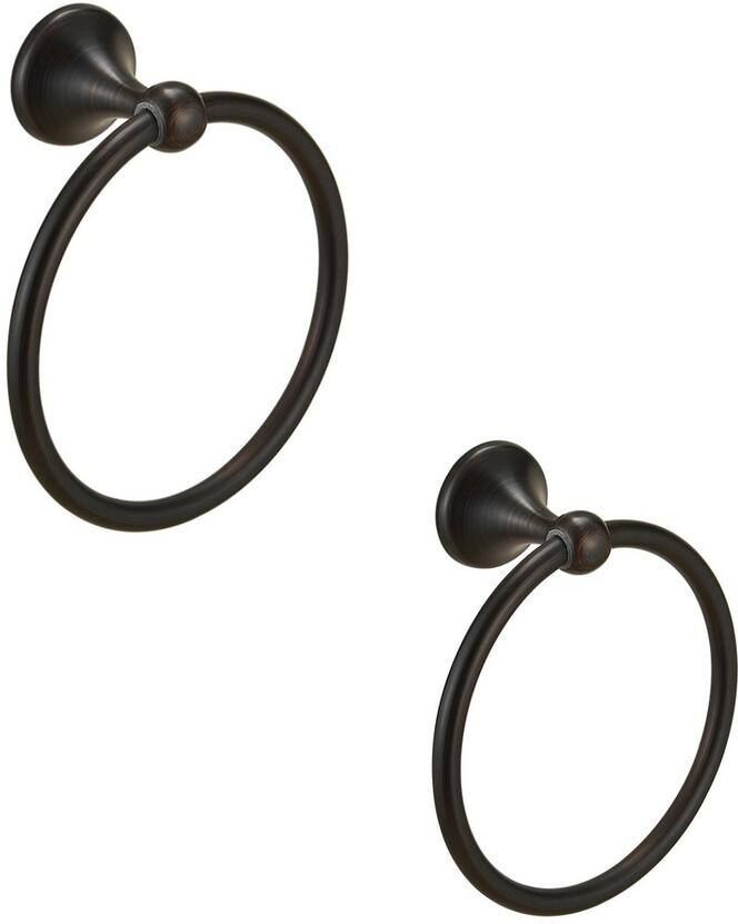 BWE Traditional Wall Mounted Single Post Bathroom Hand-Towel Ring Rustproof Bath Towel Holder in Oil Rubbed Bronze(2-Pack)