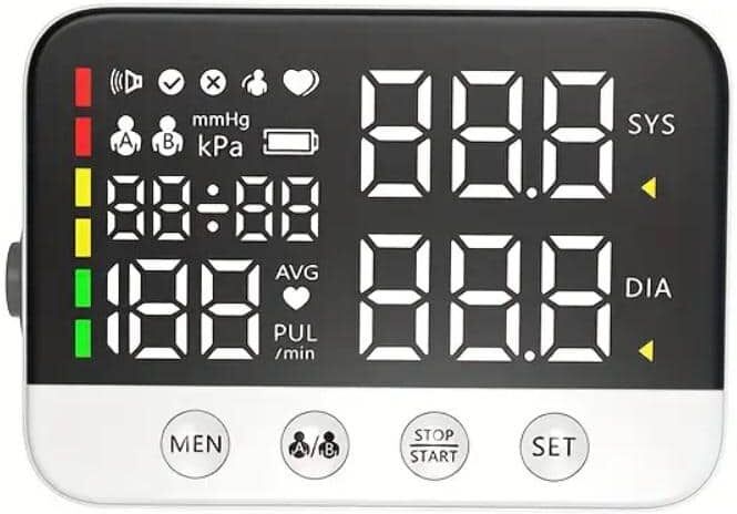 Aoibox Automatic Arm-Type Blood Pressure Monitor with LED Full-Size Display, Fully Automatic Charging, White