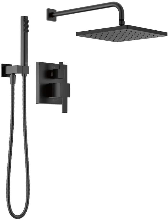 Delta Modern 1-Spray Raincan Wall Mount Fixed and Handheld Shower Head 1.75 GPM in Matte Black