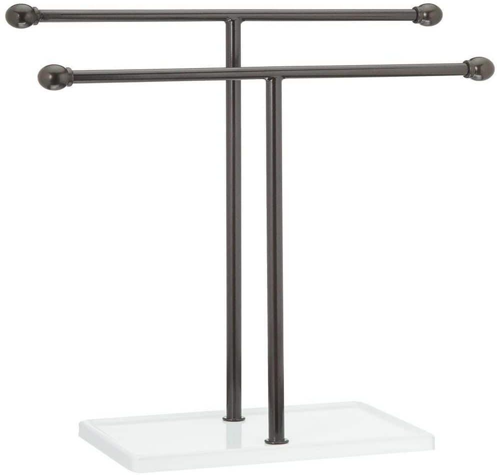 Dracelo 4.7 in. D x 7.4 in. W x 13.25 in. H Bronze Double-T Hand Towel Holder and Accessories Jewelry Stand