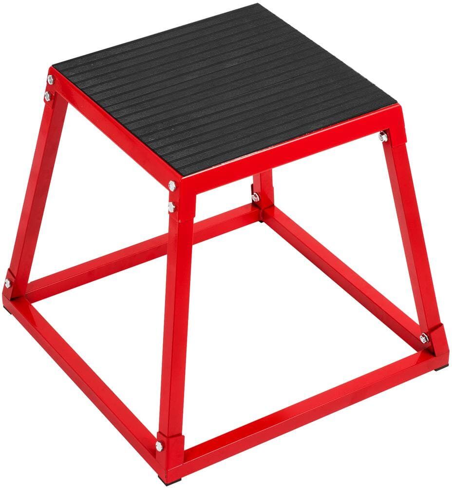 VEVOR Plyometric Platform Box 18 in. Height Fitness Steel Plyo Box with Rubber Grip Platform for Strength Training, Red