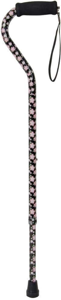 Drive Medical Foam Grip Offset Handle Walking Cane - Pink Floral