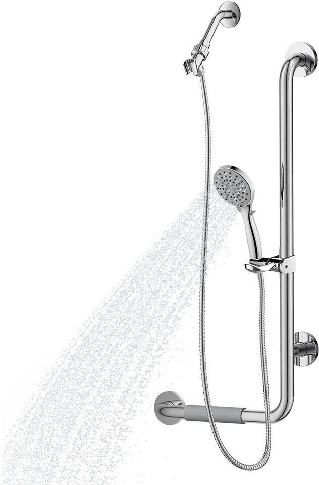 PULSE Showerspas ErgoSlideBar Right 5-Spray Wall Bar Shower Kit In Polished Stainless Steel