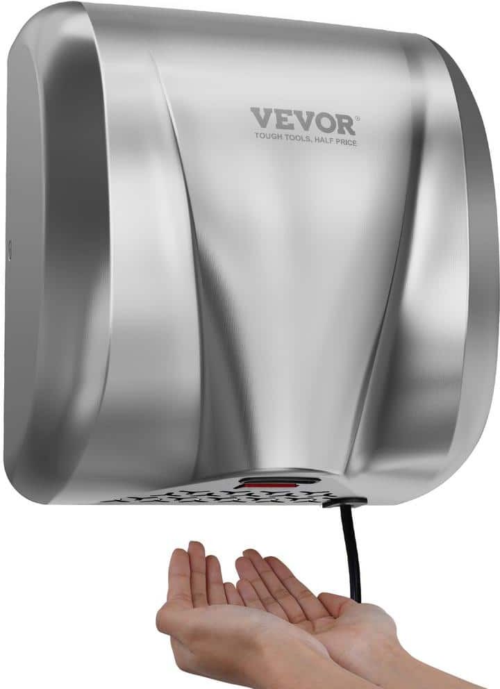 VEVOR Heavy Duty Commercial Hand Dryer 1300W Automatic High Speed Stainless Steel Warm Wind Hand Blower, 120V