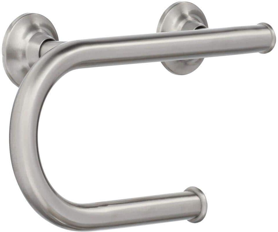 MOEN Home Care 12 in. x 1 in. Screw Grab Bar with Integrated Paper Holder in Brushed Nickel