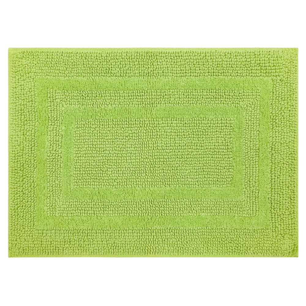 Mohawk Home Cotton Reversible Fiesta Lime 21 in. x 34 in. Green Cotton Machine Washable Bath Mat