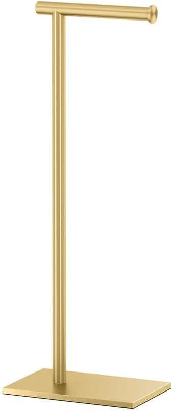 Gatco Latitude II Square Freestanding Toilet Paper Holder in Brushed Brass