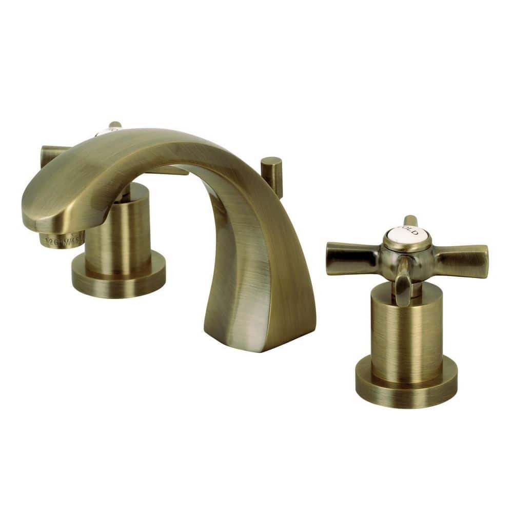 Kingston Millennium 8 in. Widespread 2-Handle Bathroom Faucets with Brass Pop-Up in Antique Brass