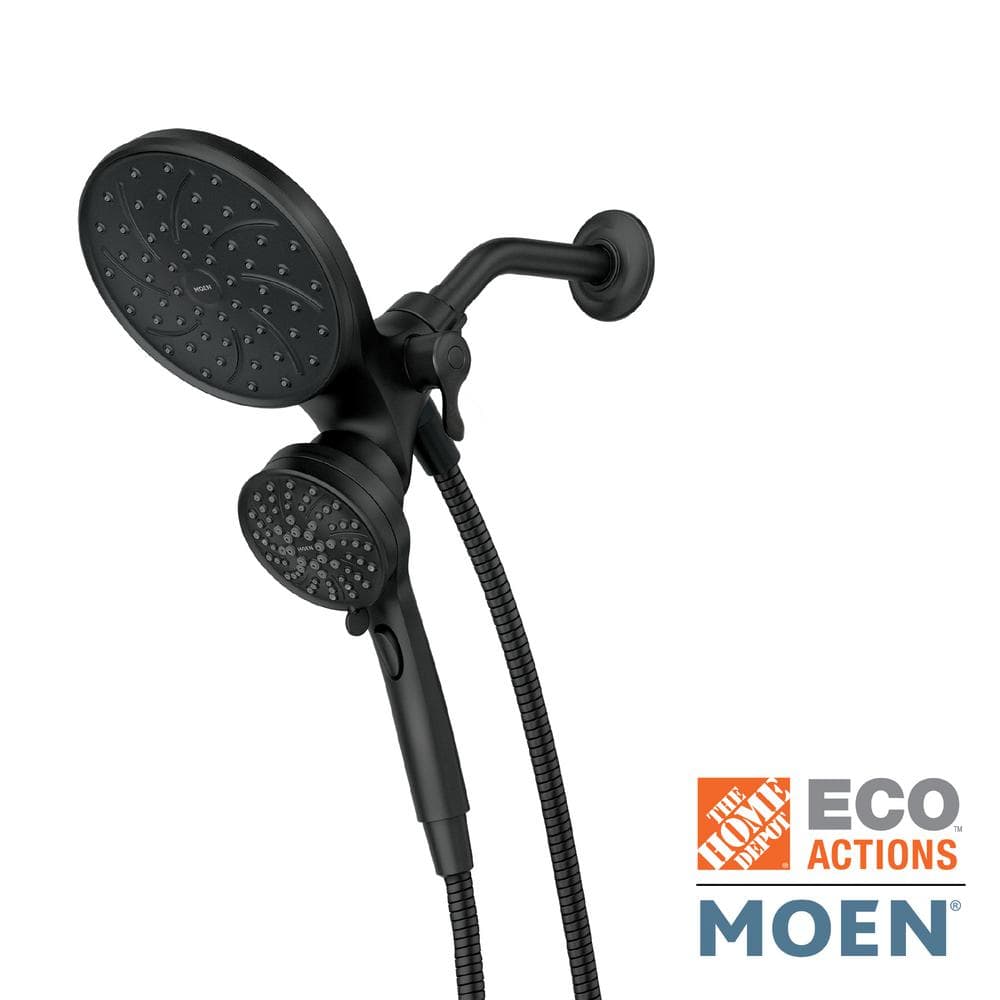 MOEN Magnetix 6-Spray 6.75 in. Dual Wall Mount Fixed and Handheld Shower Head 1.75 GPM in Matte Black