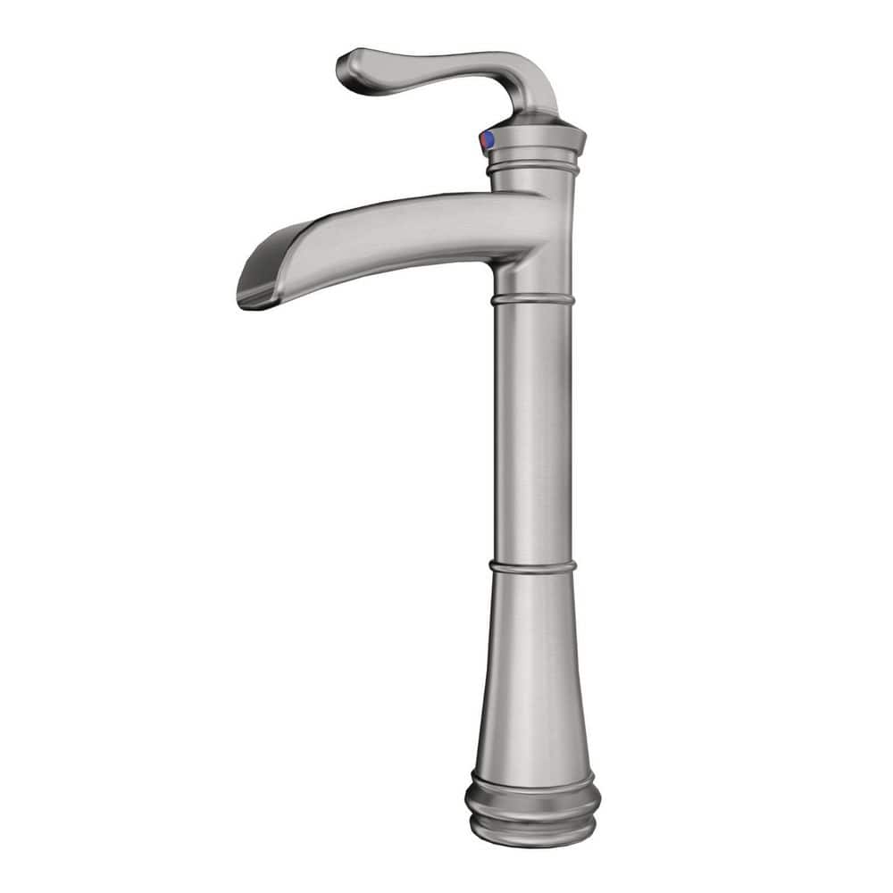 HOMEMYSTIQUE Single Handle Vessel Sink Faucet with Supply Lines in Brushed nickel