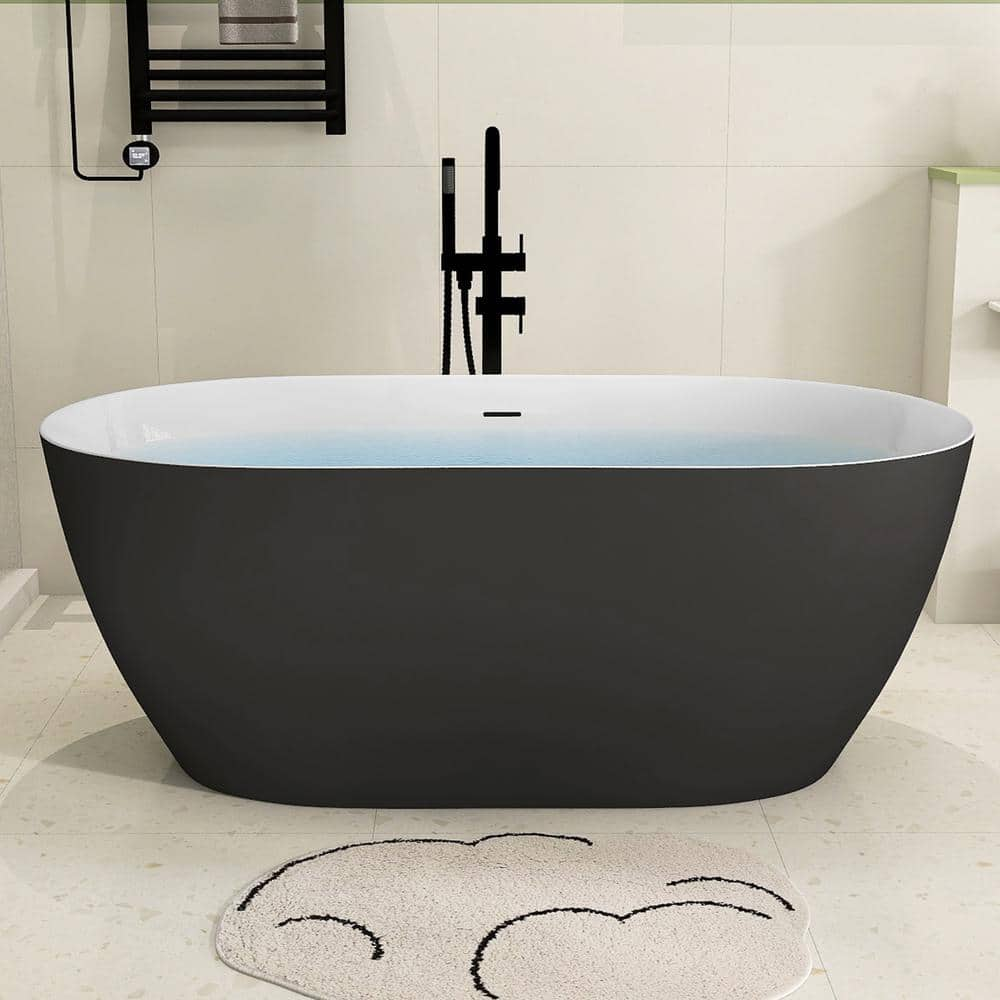 NTQ 51 in. x 27.5 in. Free Standing Tub Freestanding Soaking Bathtub With Pop-UP Drain Alone Soaker Bath Tub in Matte Black