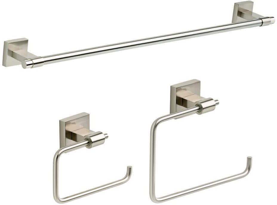 Franklin Brass Maxted 3-Piece 24 in. Towel Bar, Toilet Paper Holder, Towel Ring Bath Accessory Set, Brushed Nickel