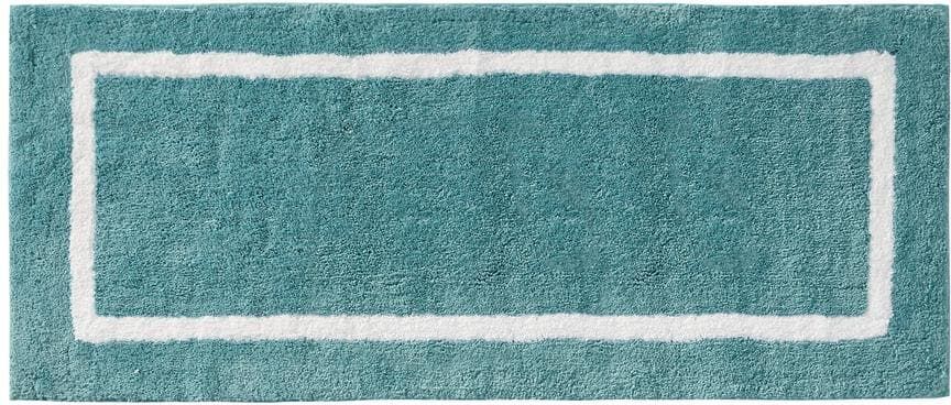 Madison Park Renu 24 in. x 60 in. Aqua Green Reversible High Pile Tufted Microfiber Rectangle Bath Rug