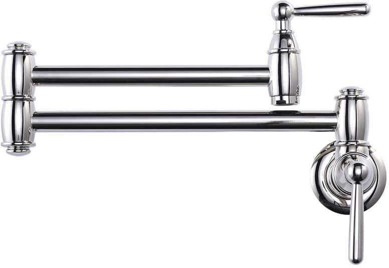 IVIGA Retro Wall Mounted Brass Pot Filler with 2 Handles in Polished Nickel