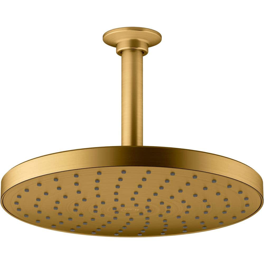 KOHLER Awaken 1-Spray Patterns 1.75 GPM 10 in. Ceiling Mount Fixed Shower Head in Vibrant Brushed Moderne Brass
