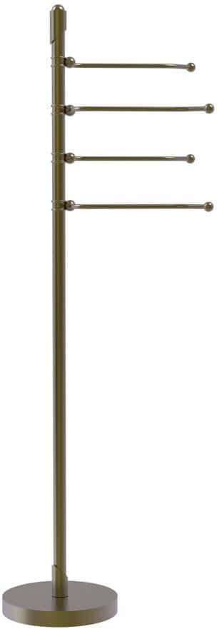 Allied Soho Free Standing Towel Bar with 4-Pivoting Swing Arm Towel Stand in Antique Brass