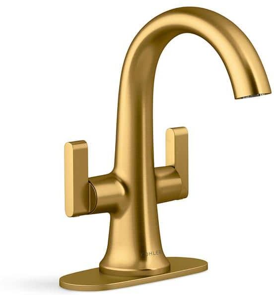 KOHLER Setra Single Hole 2-Handle Monoblock Bathroom Faucet in Vibrant Moderne Brushed Brass