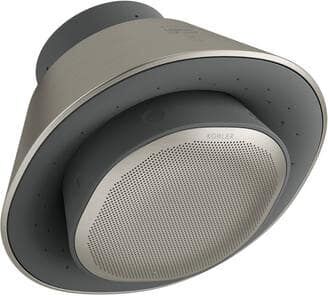 KOHLER Moxie 1-Spray Pattern with 1.75 GPM 5.75 in. Wall Mount Fixed Shower Head Bluetooth Speaker in Vibrant Brushed Nickel