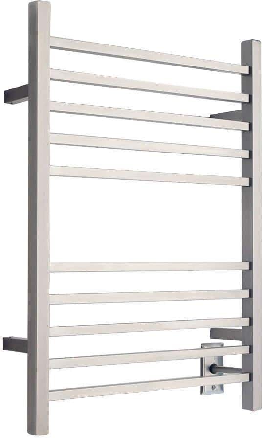 Amba Radiant Square 10-Bar Hardwired Electric Towel Warmer in Brushed Stainless Steel