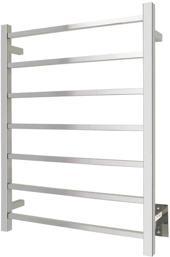 WarmlyYours 7-Bar Tahoe Towel Warmer, Hardwired, Polished Stainless Steel