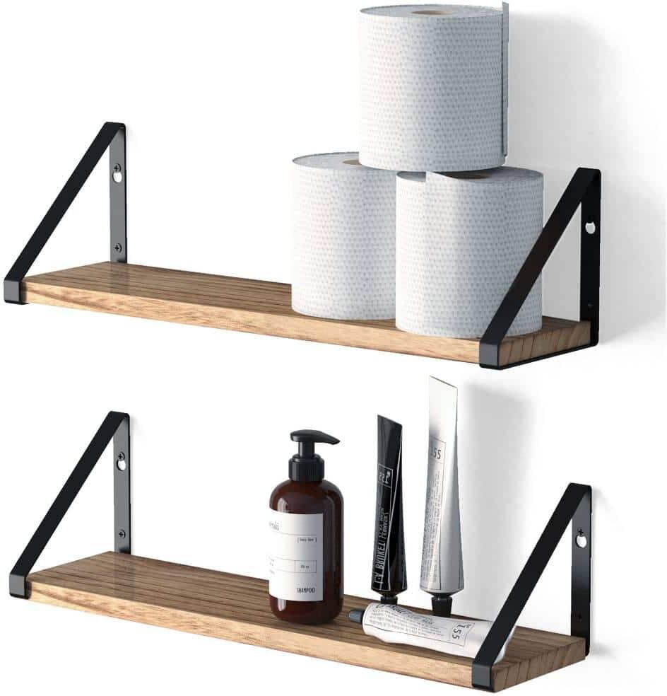 Dyiom 4.8 in. W x 4.7 in. H x 17 in. D Bathroom Shelves, Stainless Steel square Bathroom Shelf, Tire of 2, in .Black